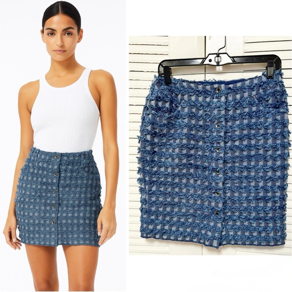 W by Worth Denim‎ Frayed Blue  Skirt - Picture 1 of 12